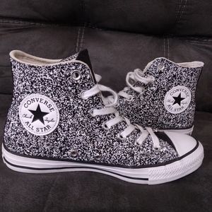 Converse high top black with galaxy dust sz 7.5